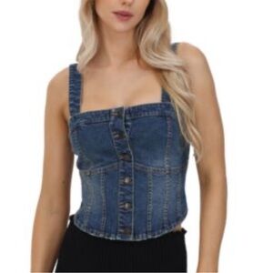 FRYE Denim Corset Top Bustier Sz XL